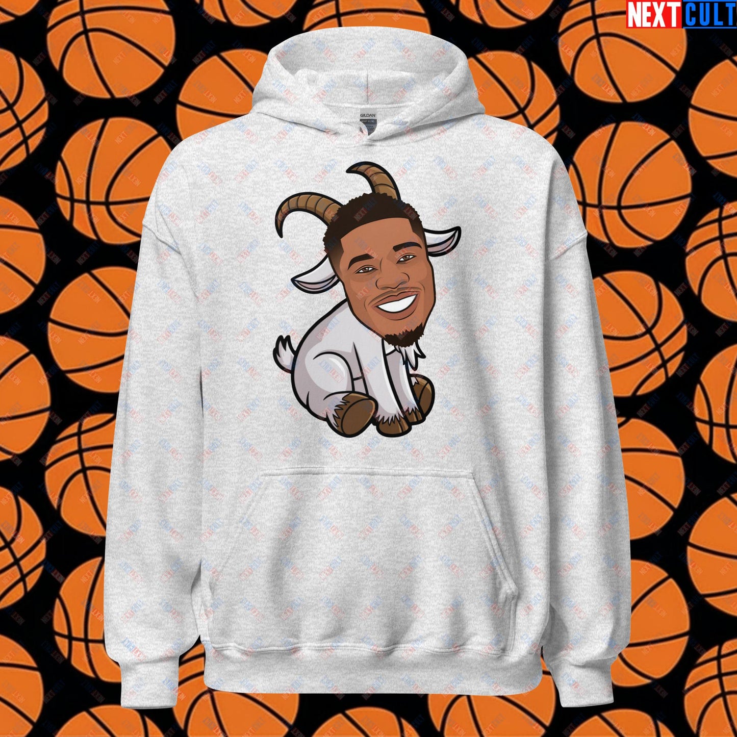 Giannis Antetokounmpo G.O.A.T. Hoodie - Funny Basketball Meme Sweatshirt - Greatest of All Time Pullover for Basketball Fans - Perfect Gift for Giannis Fans Unisex Hoodie Ash Hoodies Basketball G.O.A.T. Giannis Antetokounmpo Milwaukee Bucks NBA Next Cult Brand