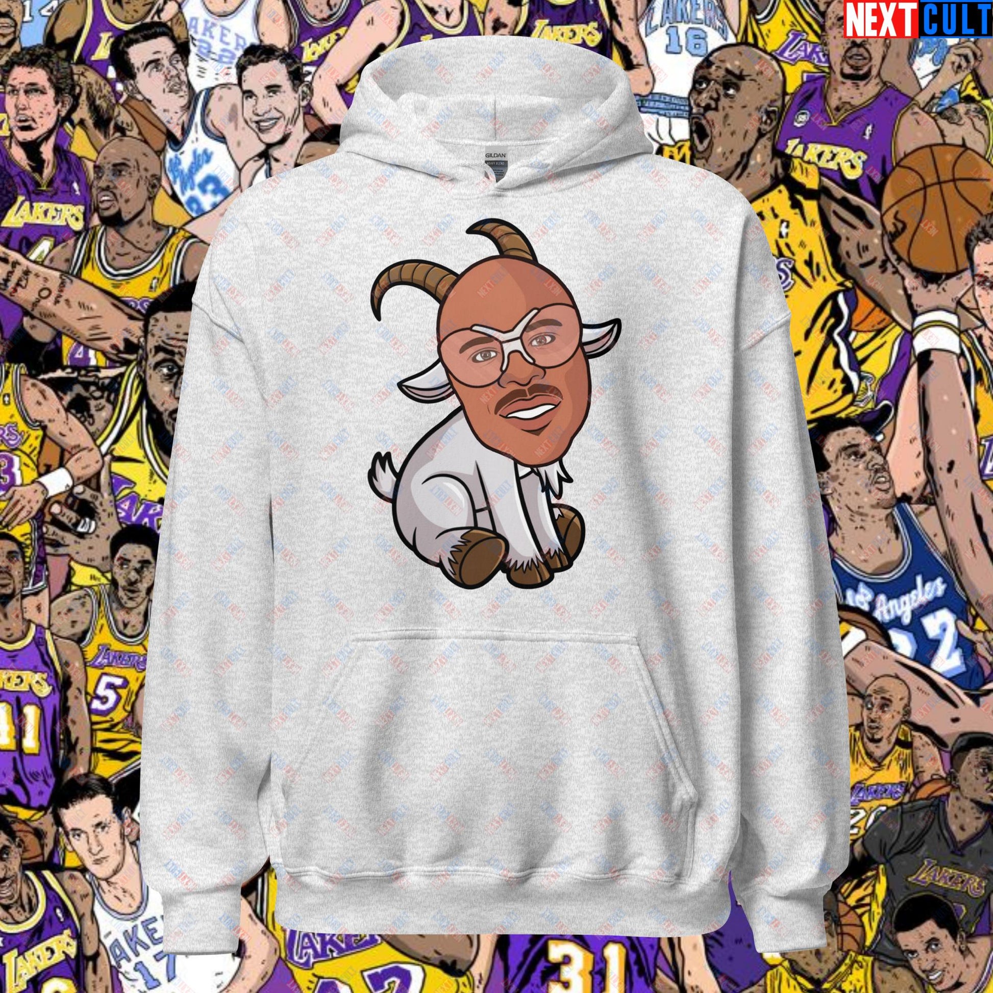 Kareem Abdul-Jabbar G.O.A.T. Hoodie - Funny Basketball Meme Sweatshirt - Greatest of All Time Pullover for Basketball Fans - Perfect Gift for Kareem Fans Unisex Hoodie Ash Hoodies Basketball G.O.A.T. Kareem Abdul-Jabbar Los Angeles Lakers Milwaukee Bucks NBA Next Cult Brand