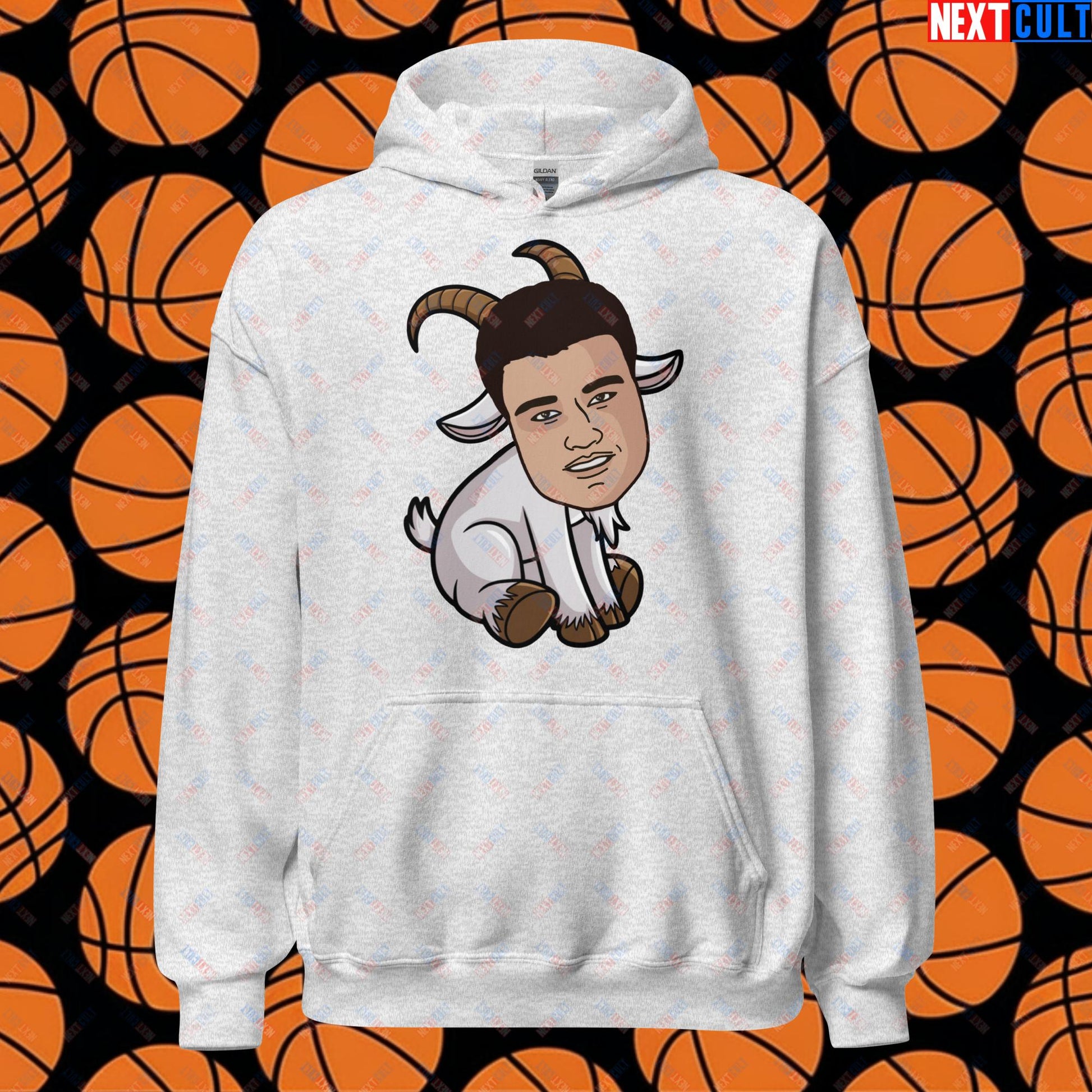 Yao Ming GOAT Hoodie - Funny Basketball Meme Sweatshirt - Greatest of All Time Pullover for Houston Rockets Fans - Perfect Gift for Yao Ming Fans Unisex Hoodie Ash Hoodies Basketball G.O.A.T. Houston Rockets NBA Yao Ming Next Cult Brand