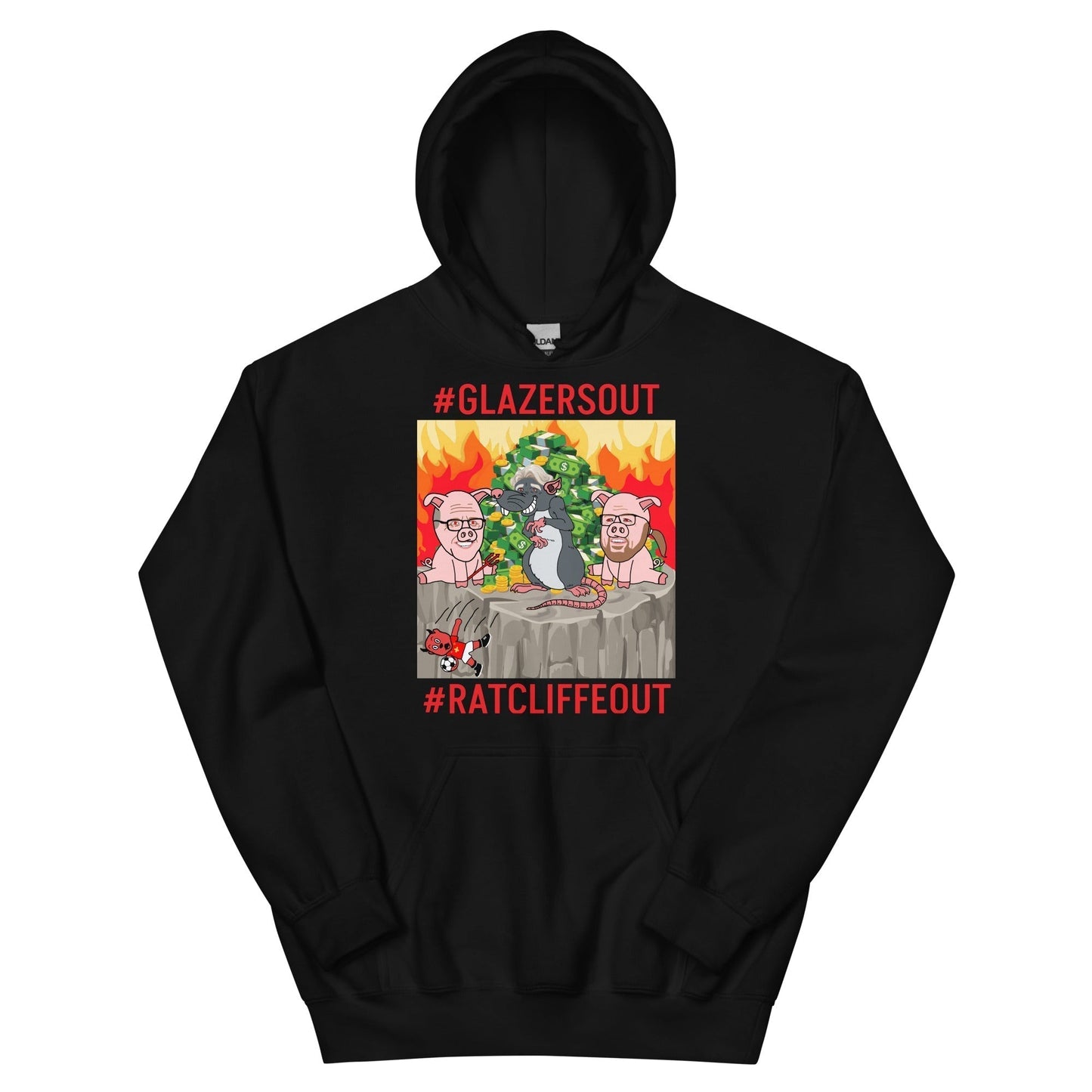 Manchester United Ratcliffe Out, Glazers Out Unisex Hoodie, Red Letters, #GlazersOut #RatcliffeOut Next Cult Brand Football, GlazersOut, Manchester United, RatcliffeOut