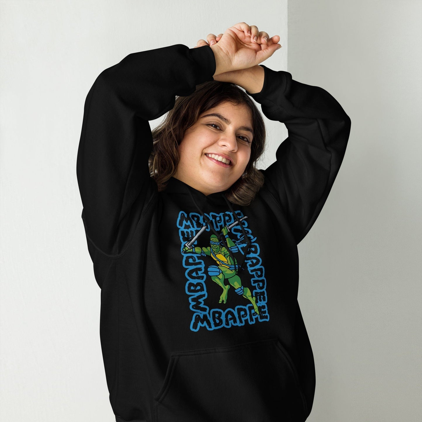 Kylian Mbappe Blue Ninja Turtle Leonardo Unisex Hoodie Next Cult Brand Football, Kylian Mbappe, Leonardo, Ninja Turtles, PSG