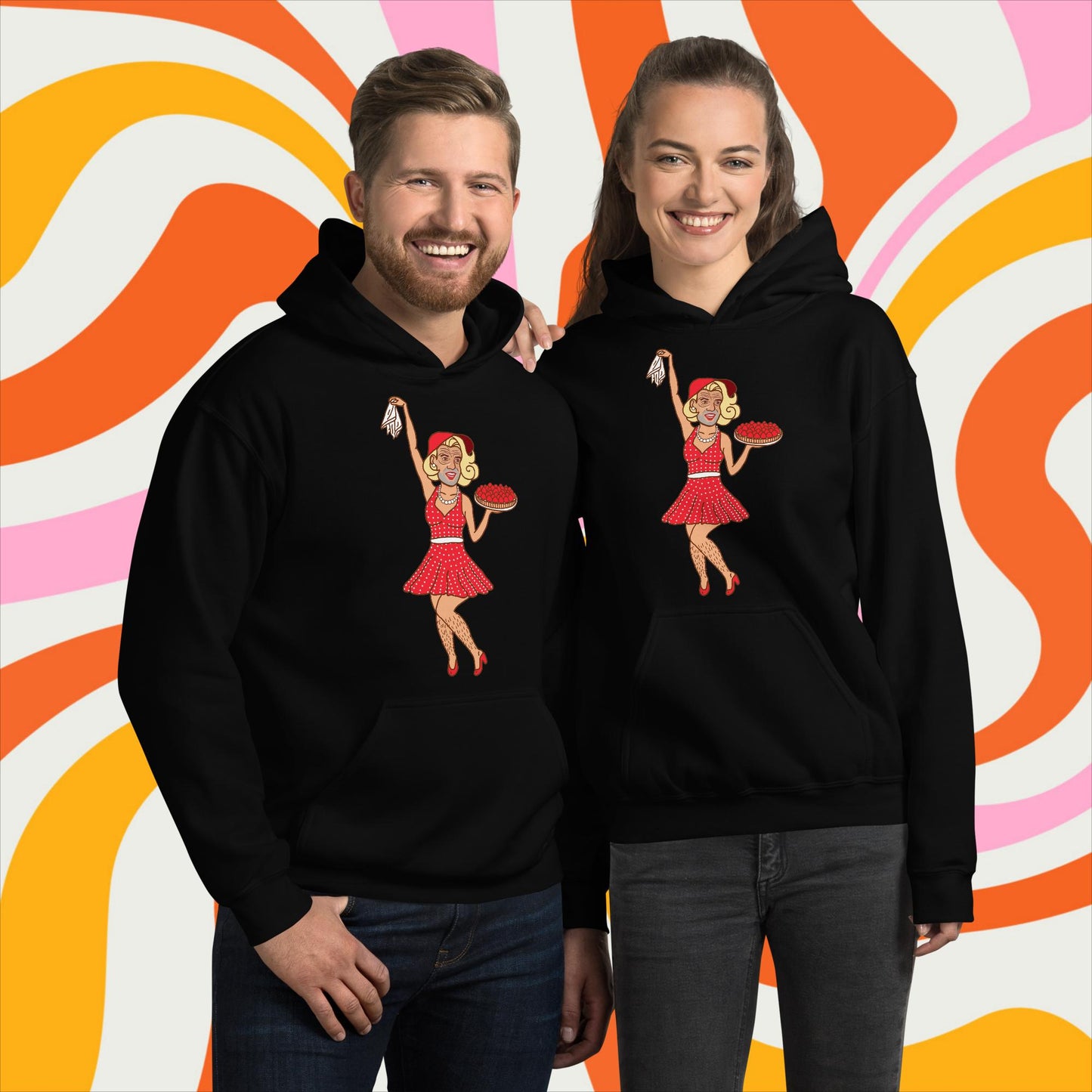 Thinnn Boy Bake Club The Fighter and The Kid TFATK Podcast Comedy 60s retro housewife Bryan Callen Unisex Hoodie Black Hoodies Bryan Callen Podcasts Stand-up Comedy The Fighter and The Kid (TFATK) Thinnn Boy Bake Club Next Cult Brand