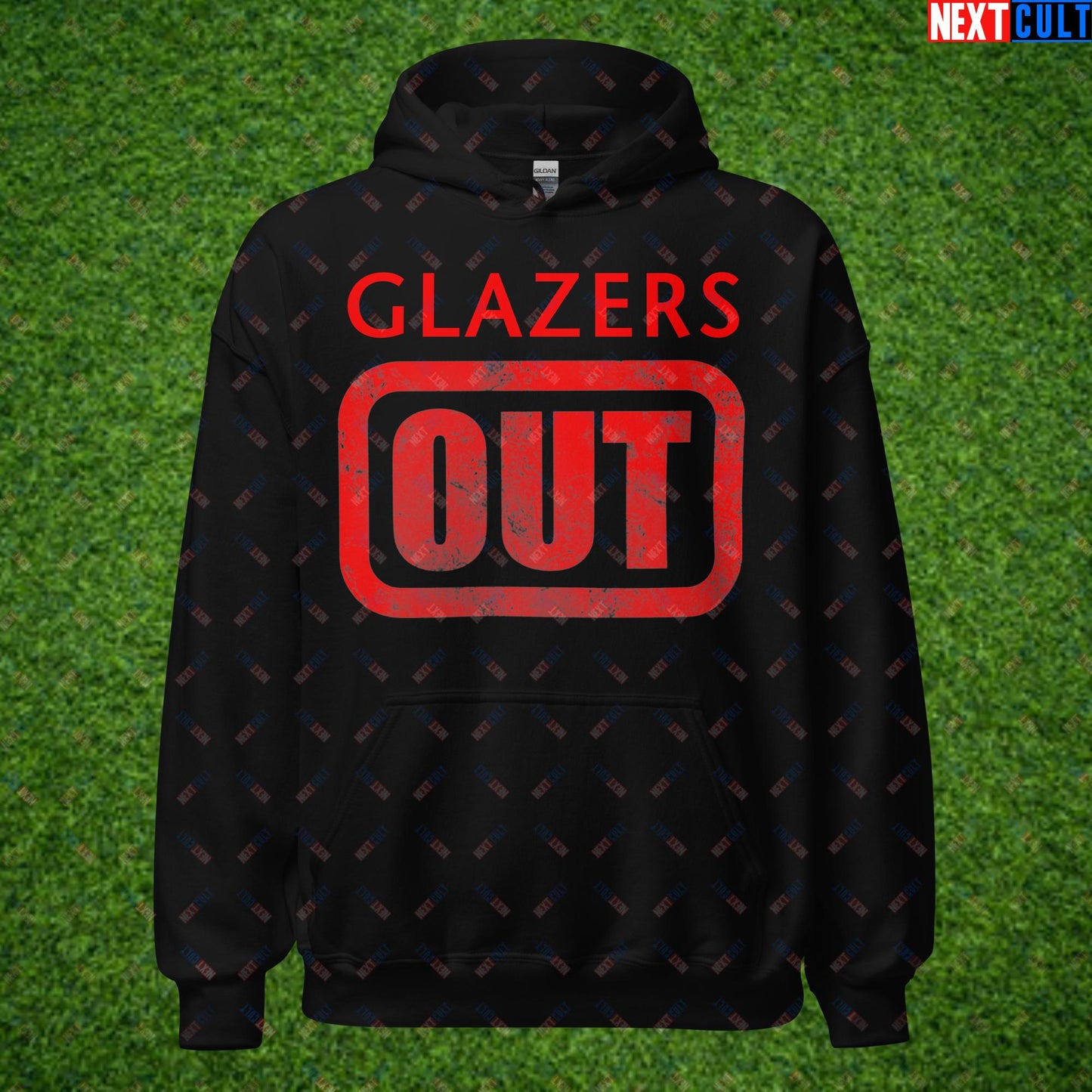 Glazers Out Manchester United Fan Protest Against Glazers Unisex Hoodie Black Hoodies Football GlazersOut Manchester United RatcliffeOut Next Cult Brand