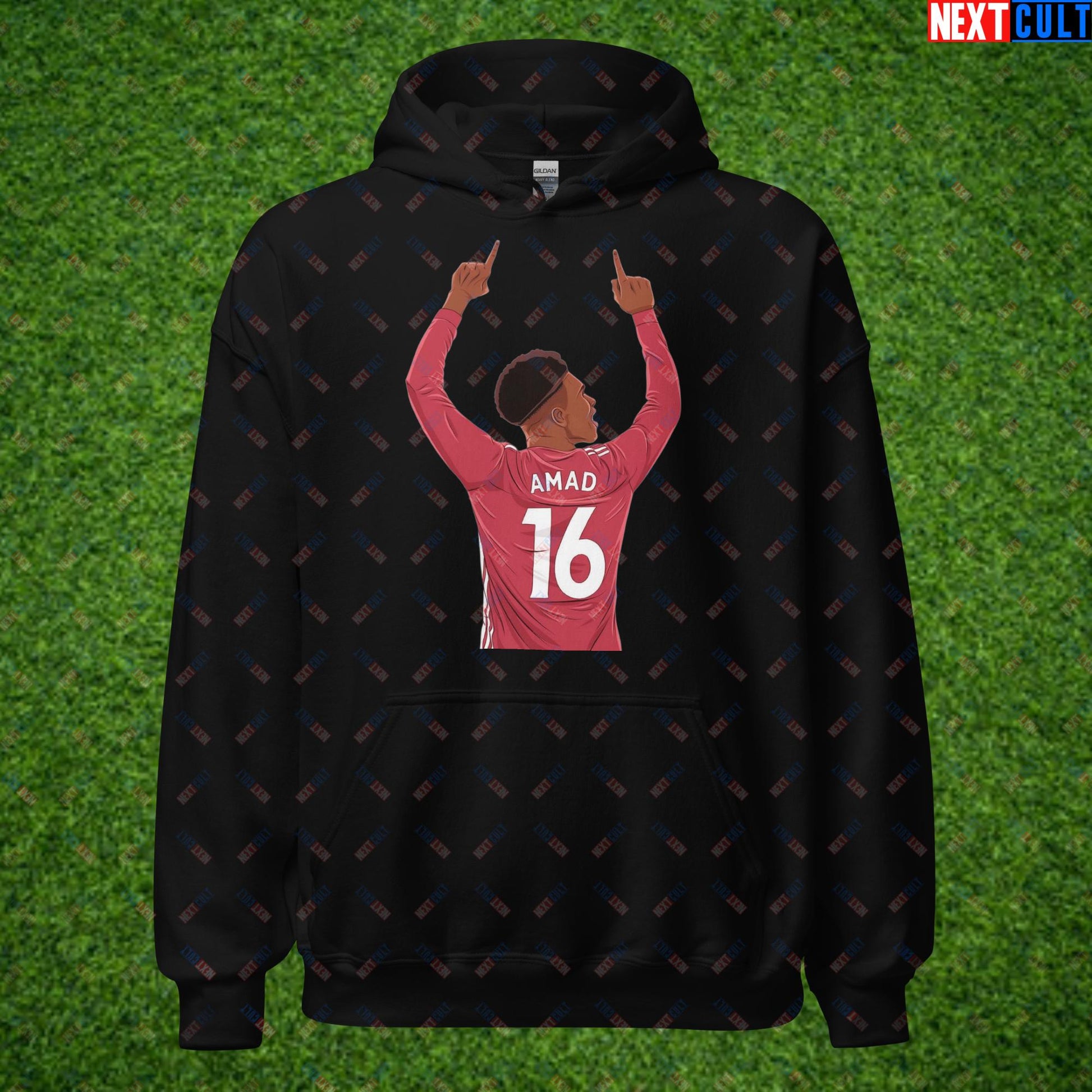 Amad Diallo Goal Celebration AMADNESS Manchester United Funny Meme Cartoon Unisex Hoodie Black Hoodies Amad Diallo Football Manchester United Next Cult Brand