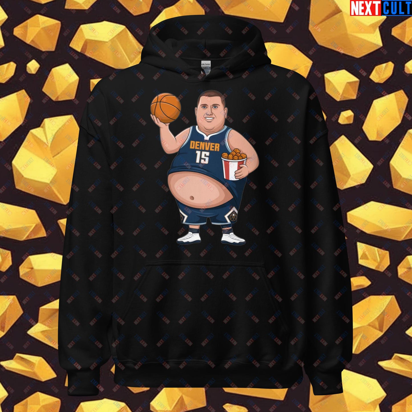 Fat Jokic Denver Nuggets Hoodie - Funny Basketball Meme Sweatshirt - Big Jokic Dominance Pullover for Basketball Fans - Perfect Gift for Jokic Fans Unisex Hoodie Black Hoodies Basketball Denver Nuggets NBA Nikola Jokic Next Cult Brand