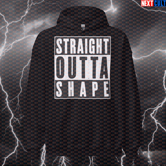 Straight Outta Shape Funny Gym Hoodie - Out of Shape Fitness Meme Hooded Sweatshirt Pullover Hoodies Bodybuilding Cardio Fitness Gym Hip Hop Pump Cover Workout Next Cult Brand