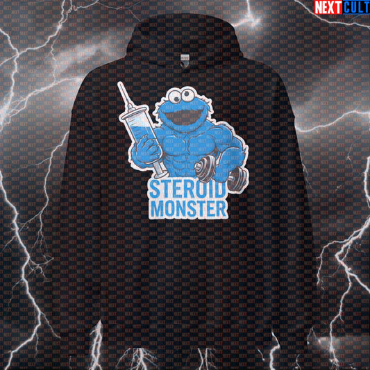 Funny Enhanced Not Natty Gym Hoodie - Steroid Monster Meme Pullover for Bodybuilding Hoodies Bodybuilding Cookie Monster Fitness Gym Pump Cover Steroids TV Workout Next Cult Brand