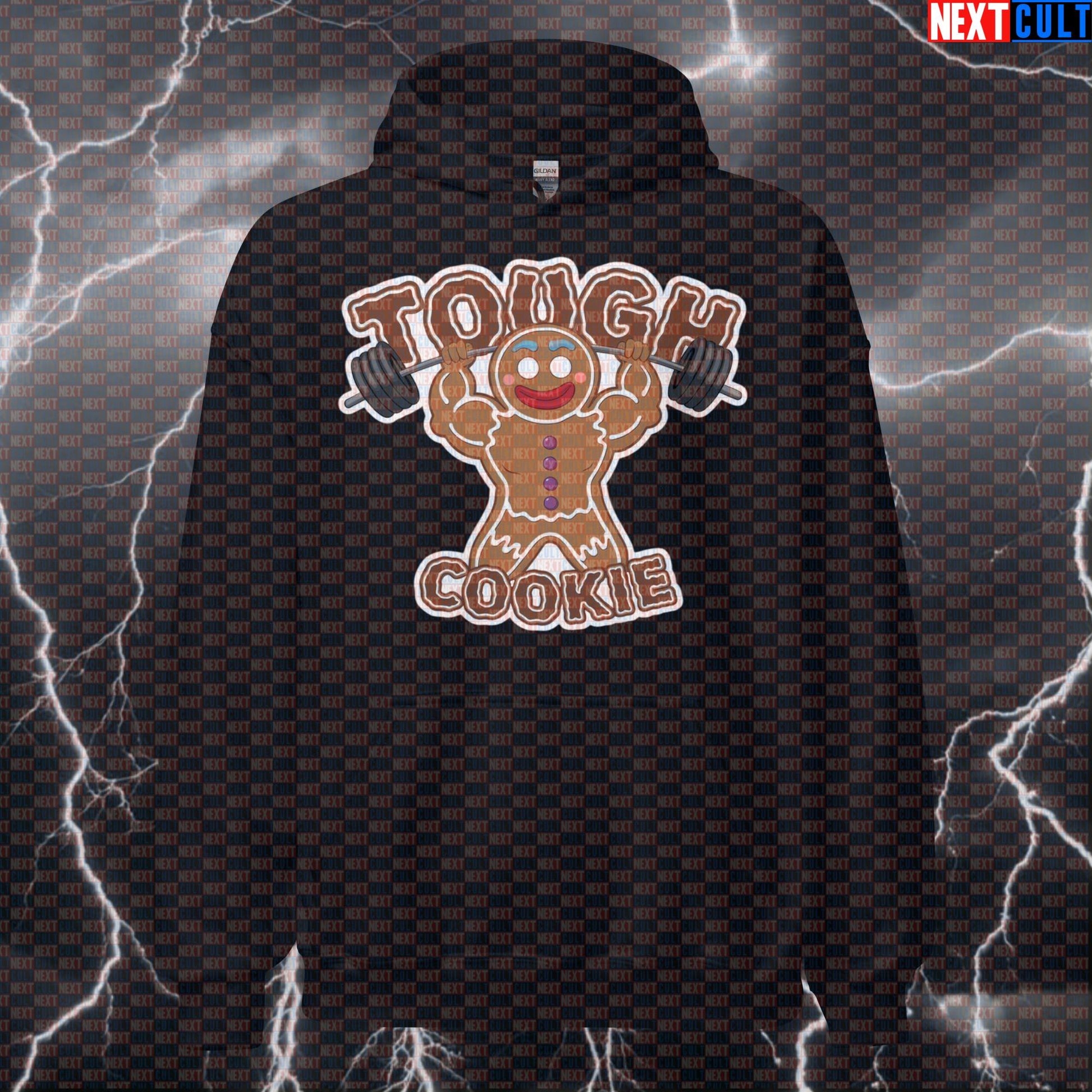 Tough Cookie Gym Hoodie - Funny Gingerbread Weightlifting Hooded Sweatshirt for Gym Bros Hoodies Bodybuilding Bulking Christmas Fast Food Films Fitness Gym Powerlifting Pump Cover Workout Next Cult Brand