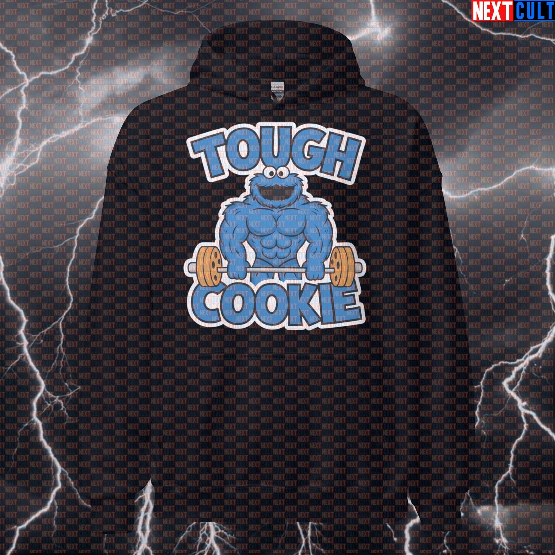 Tough Cookie Gym Hoodie | Funny Workout Hoodie For Lifters & Fitness Meme Fans | Hooded Sweatshirt Hoodies Bodybuilding Bulking Cookie Monster Fast Food Fitness Gym Powerlifting Pump Cover TV Workout Next Cult Brand