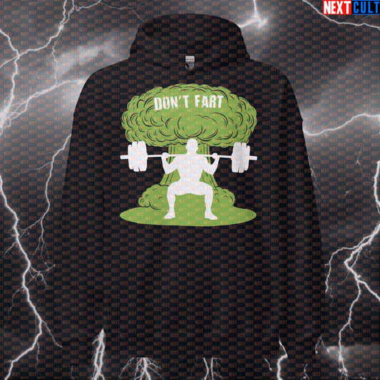 Don't Fart Squats Gym Hoodie | Funny Workout Hoodie For Lifters & Leg Day | Fitness Meme Pullover Hoodies Bodybuilding Fitness Gym Powerlifting Pump Cover Workout Next Cult Brand