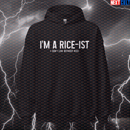 I'm A Rice-ist Gym Hoodie | Funny Workout Hoodie For Bodybuilders & Lifters | Hooded Sweatshirt Hoodies Bodybuilding Bulking Fast Food Fitness Gym Pump Cover Workout Next Cult Brand