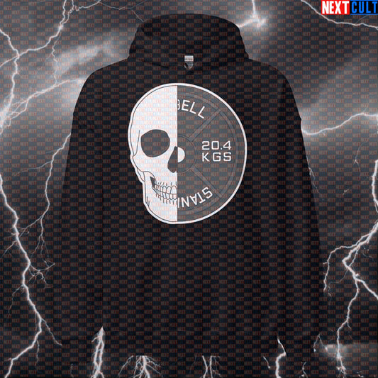 Funny Platehead Gym Hoodie | Skull Design Workout Hoodie For Powerlifters | Fitness Meme Pullover Hoodies Bodybuilding Fitness Gym Halloween Powerlifting Pump Cover Workout Next Cult Brand