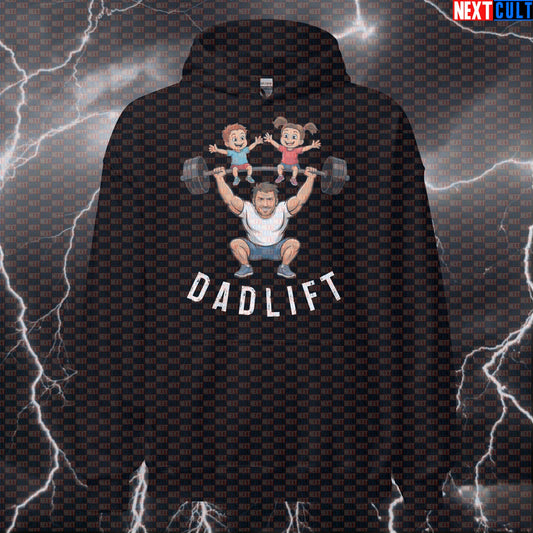 Dadlift Funny Gym Hoodie for Powerlifting Dads | Meme Workout Pullover for Fitness Dad Strength Gains Hoodies Bodybuilding Father's Day Fitness Gym Home Gym Powerlifting Pump Cover Workout Next Cult Brand