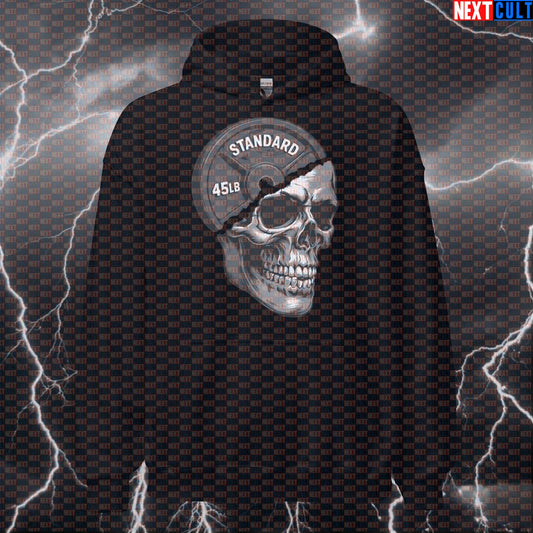 Gymhead Skull Plate Funny Powerlifting Hoodie for Lifters Workout Pullover Hooded Sweatshirt Hoodies Bodybuilding Fitness Gym Halloween Powerlifting Pump Cover Workout Next Cult Brand
