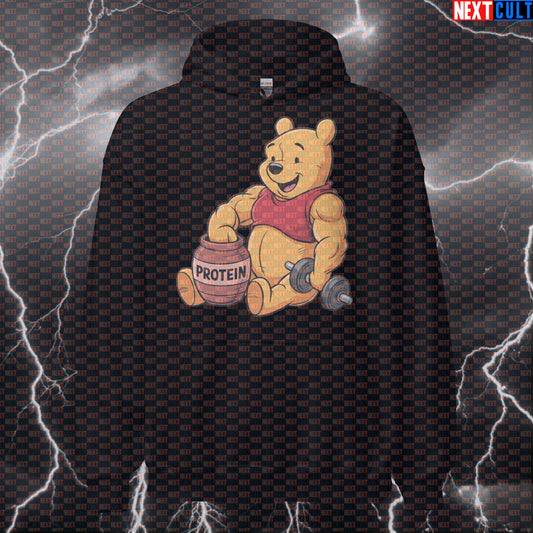 Funny Gym Bear Protein Hoodie: Hilarious Fitness Meme Hooded Sweatshirt for Lifters Hoodies Bodybuilding Films Fitness Gym Pump Cover Workout Next Cult Brand