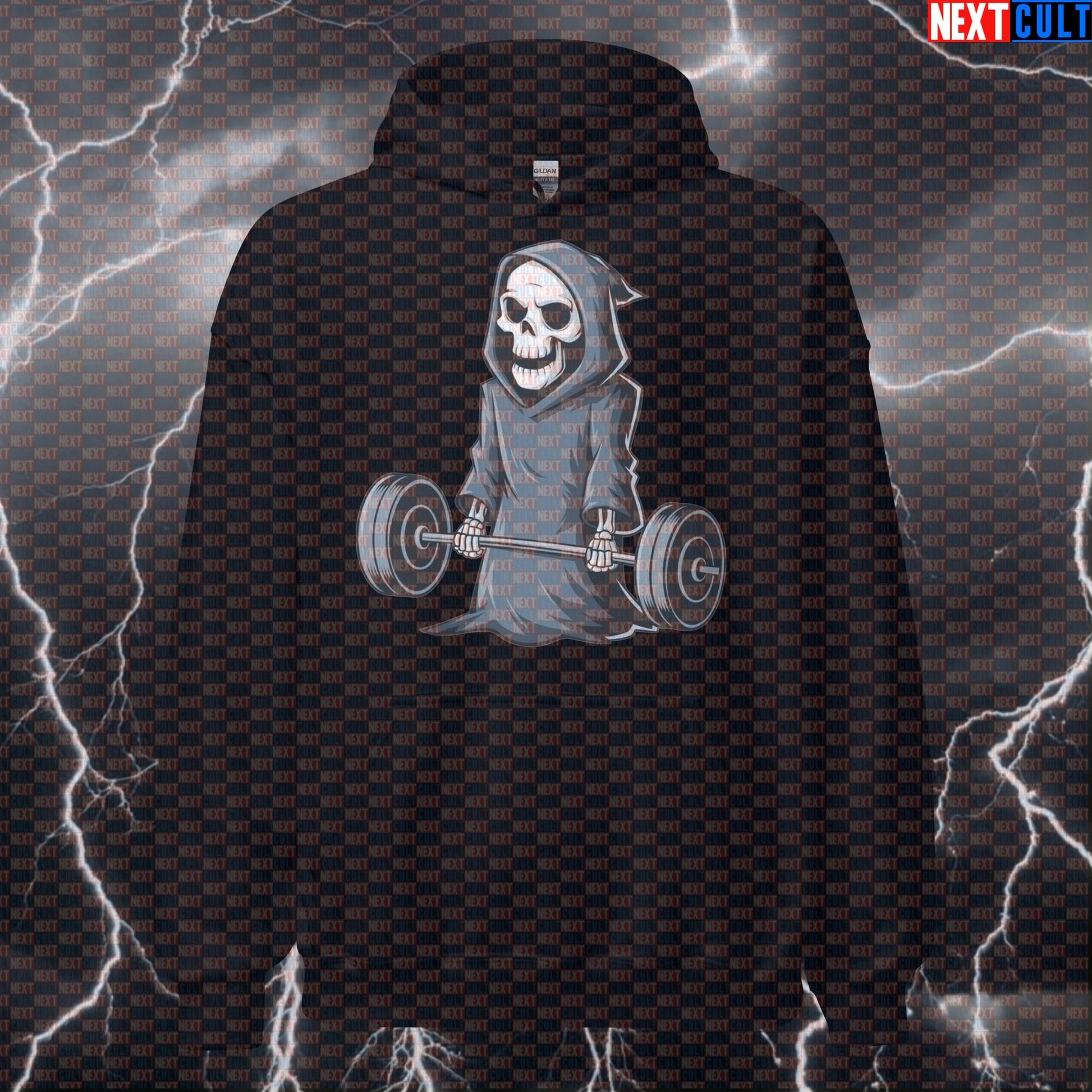 Funny Grim Reaper Deadlift Hoodie | Gym Hoodie For Powerlifters & Leg Day Meme Lovers | Workout Pullover Hoodies Bodybuilding Fitness Gym Halloween Leg Day Powerlifting Pump Cover Workout Next Cult Brand