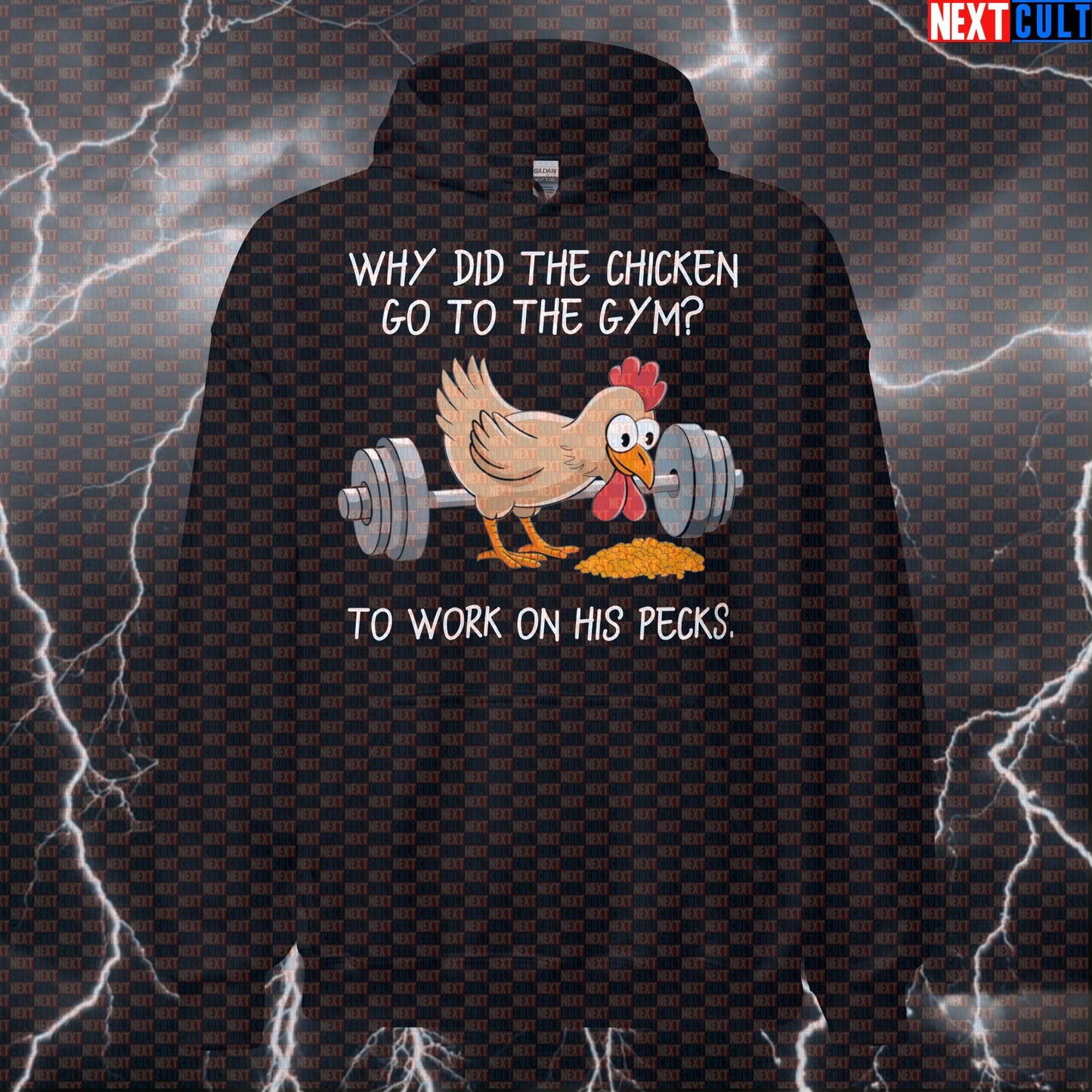 Why Did The Chicken Go To The Gym Hoodie | Funny Workout Hoodie For Lifters & Fitness Meme Fans Hoodies Bodybuilding Fitness Gym Pump Cover Workout Next Cult Brand