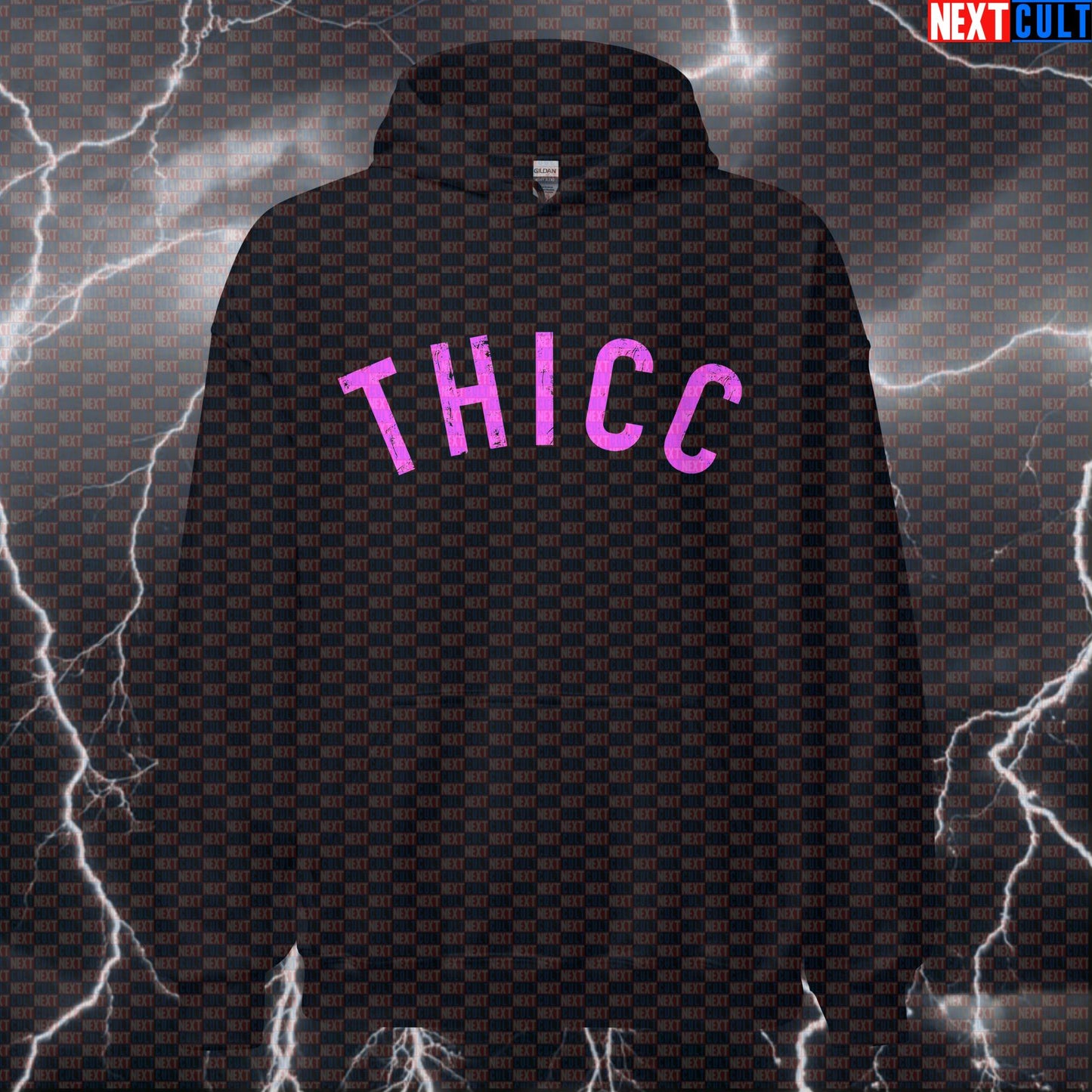 Thicc Booty Gym Meme Hoodie | Funny Workout Hoodie For Glute Lovers | Fitness Hooded Sweatshirt Hoodies Bodybuilding Fitness Gym Leg Day Pump Cover Workout Next Cult Brand