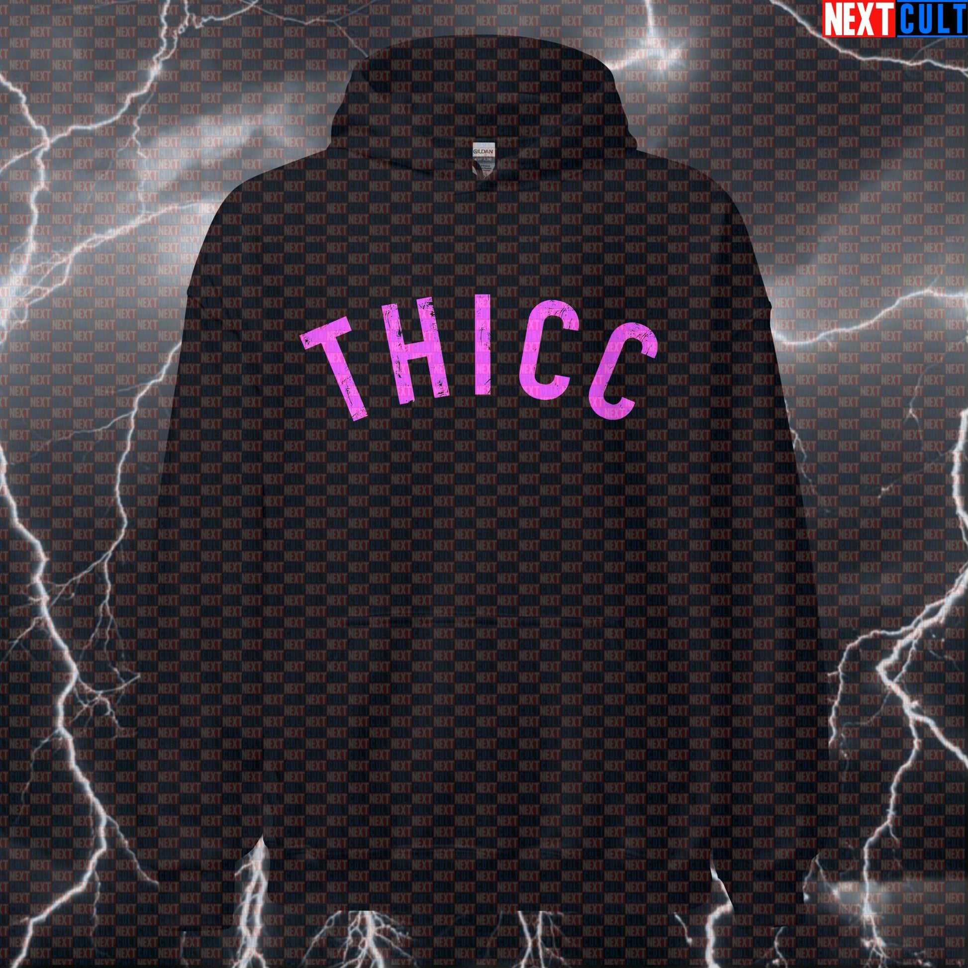 Thicc Booty Gym Meme Hoodie | Funny Workout Hoodie For Glute Lovers | Fitness Hooded Sweatshirt Hoodies Bodybuilding Fitness Gym Leg Day Pump Cover Workout Next Cult Brand