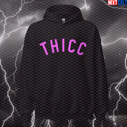 Thicc Booty Gym Meme Hoodie | Funny Workout Hoodie For Glute Lovers | Fitness Hooded Sweatshirt Hoodies Bodybuilding Fitness Gym Leg Day Pump Cover Workout Next Cult Brand