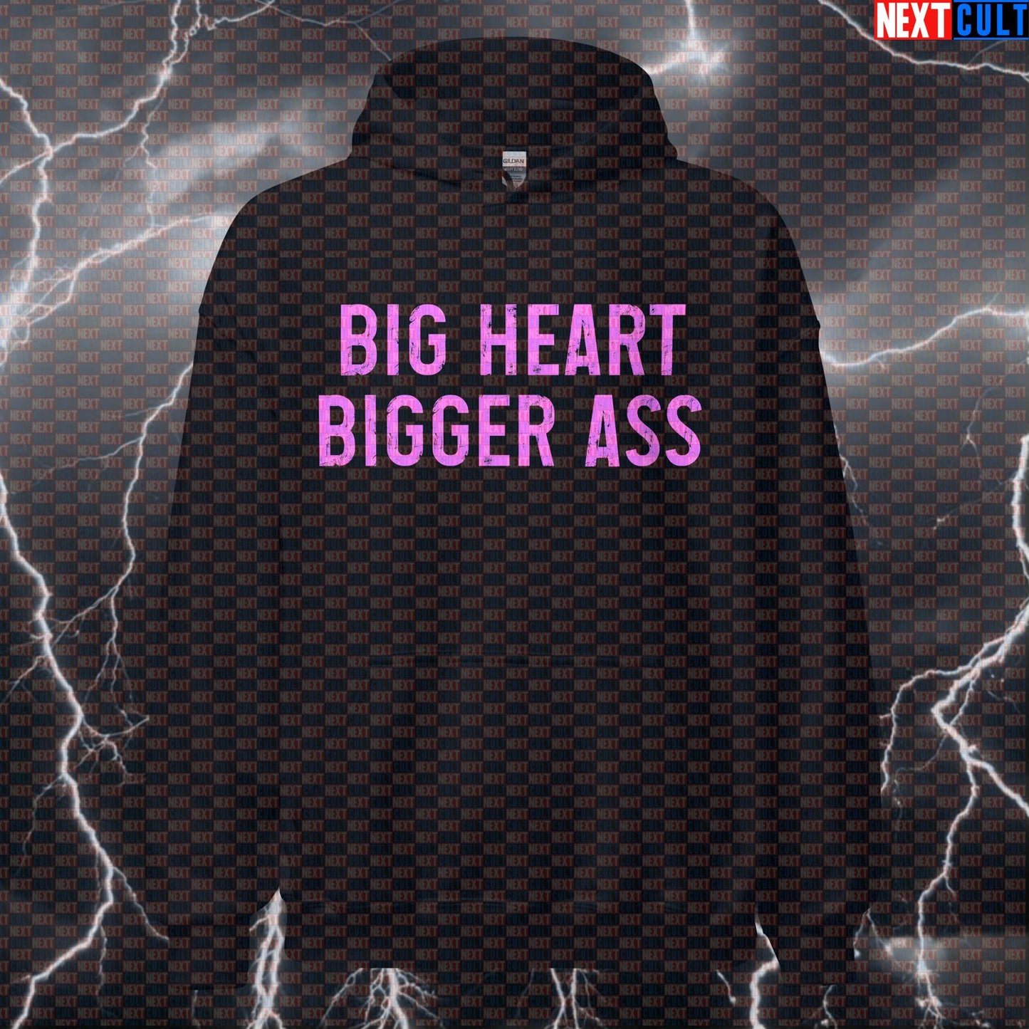 Big Heart Bigger Ass Gym Hoodie | Funny Workout Hoodie For Lifters & Leg Day | Fitness Meme Pullover Bodybuilding Fitness Gym Leg Day Pump Cover Workout Next Cult Brand