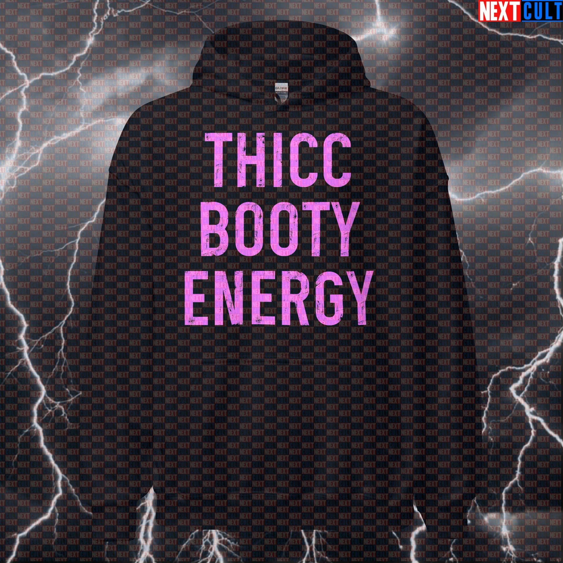 Thicc Booty Energy Gym Hoodie | Funny Workout Hoodie For Squat Lovers & Leg Day | Fitness Meme Pullover Hoodies Bodybuilding Fitness Gym Leg Day Pump Cover Workout Next Cult Brand