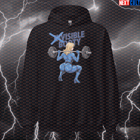 Invisible Booty To Visible Booty Gym Hoodie | Funny Workout Hoodie For Squats & Leg Day | Meme Pullover Hoodies Bodybuilding Fantastic 4 Films Fitness Gym Leg Day Powerlifting Pump Cover Superheroes Workout Next Cult Brand