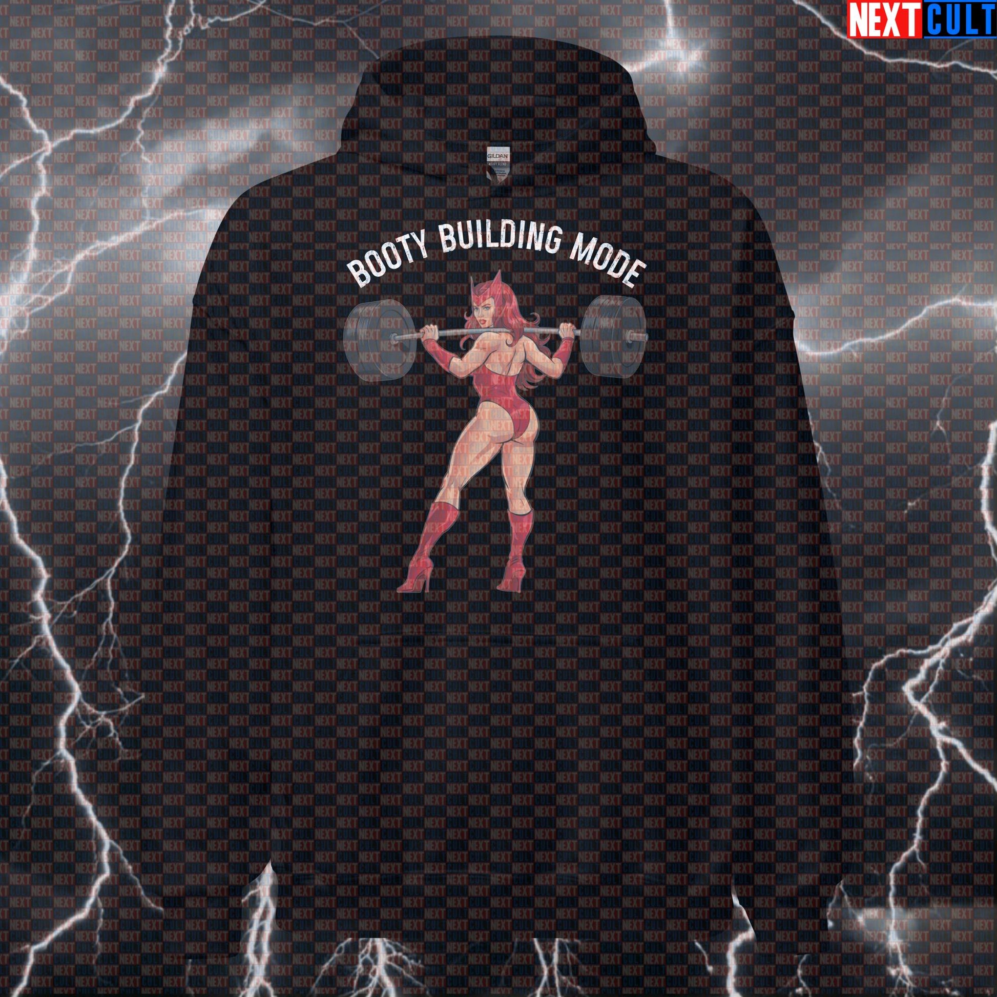 Booty Building Mode Gym Hoodie | Funny Gym Witch Workout Hoodie For Leg Day & Squat Gains | Meme Pullover Avengers Bodybuilding Films Fitness Gym Leg Day Powerlifting Pump Cover Superheroes Workout Next Cult Brand