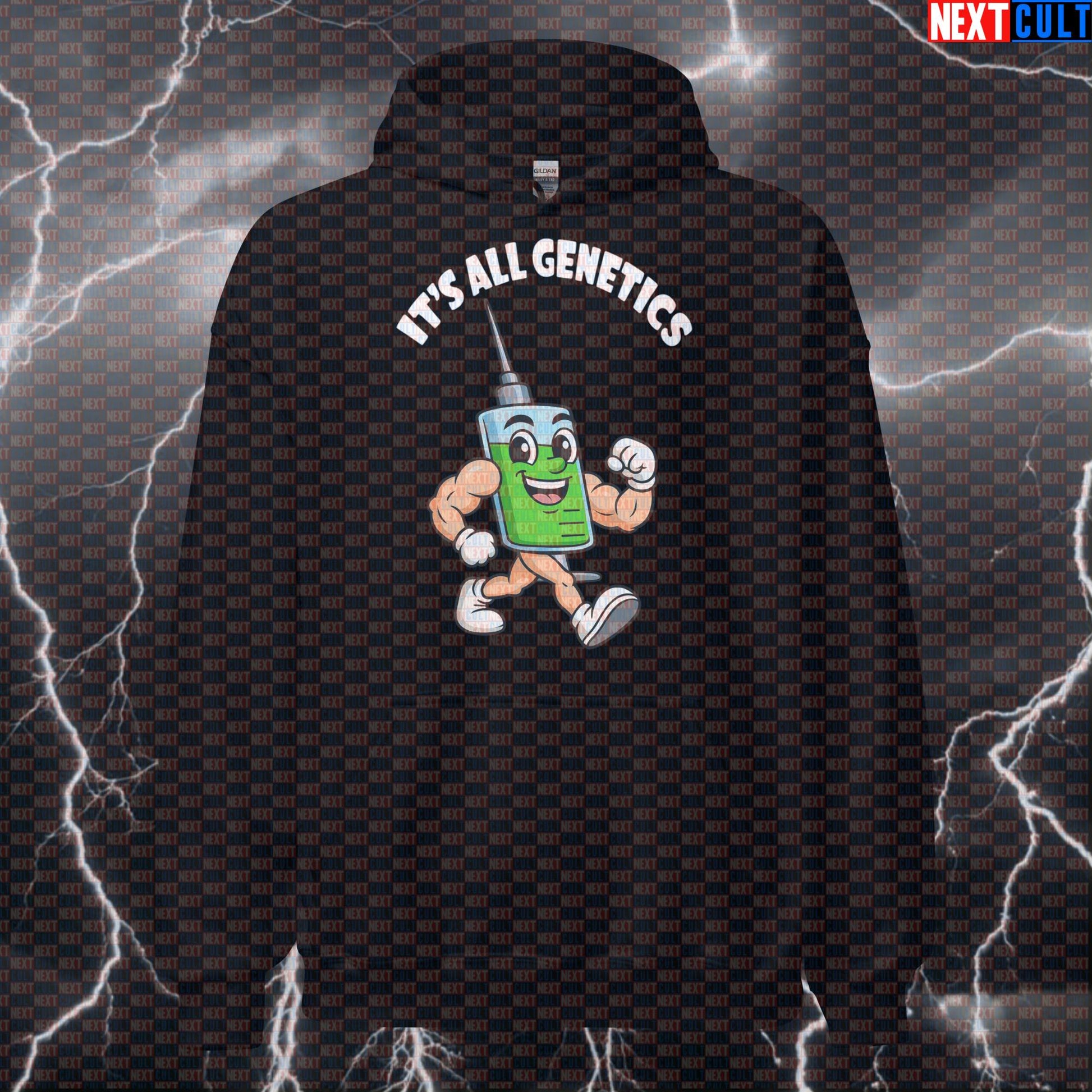 It's All Genetics Natty Or Not Funny Gym Hoodie | Juiced Bodybuilding Meme Hooded Sweatshirt Hoodies Bodybuilding Fitness Gym Pump Cover Steroids Workout Next Cult Brand