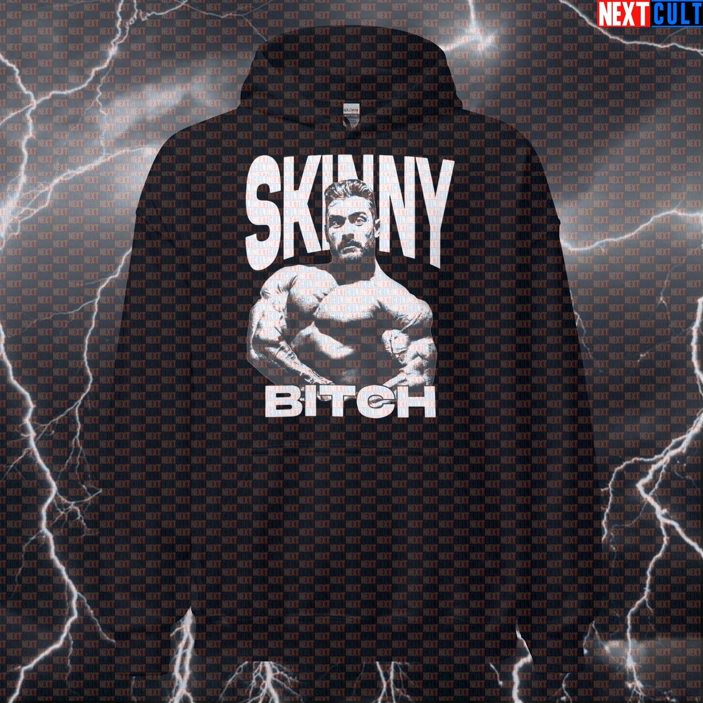 Skinny Bitch Chris Bumstead Gym Hoodie | Funny CBUM Bodybuilding Meme Workout Hooded Sweatshirt Hoodies Bodybuilding Chris Bumstead Fitness Gym Pump Cover Workout Next Cult Brand