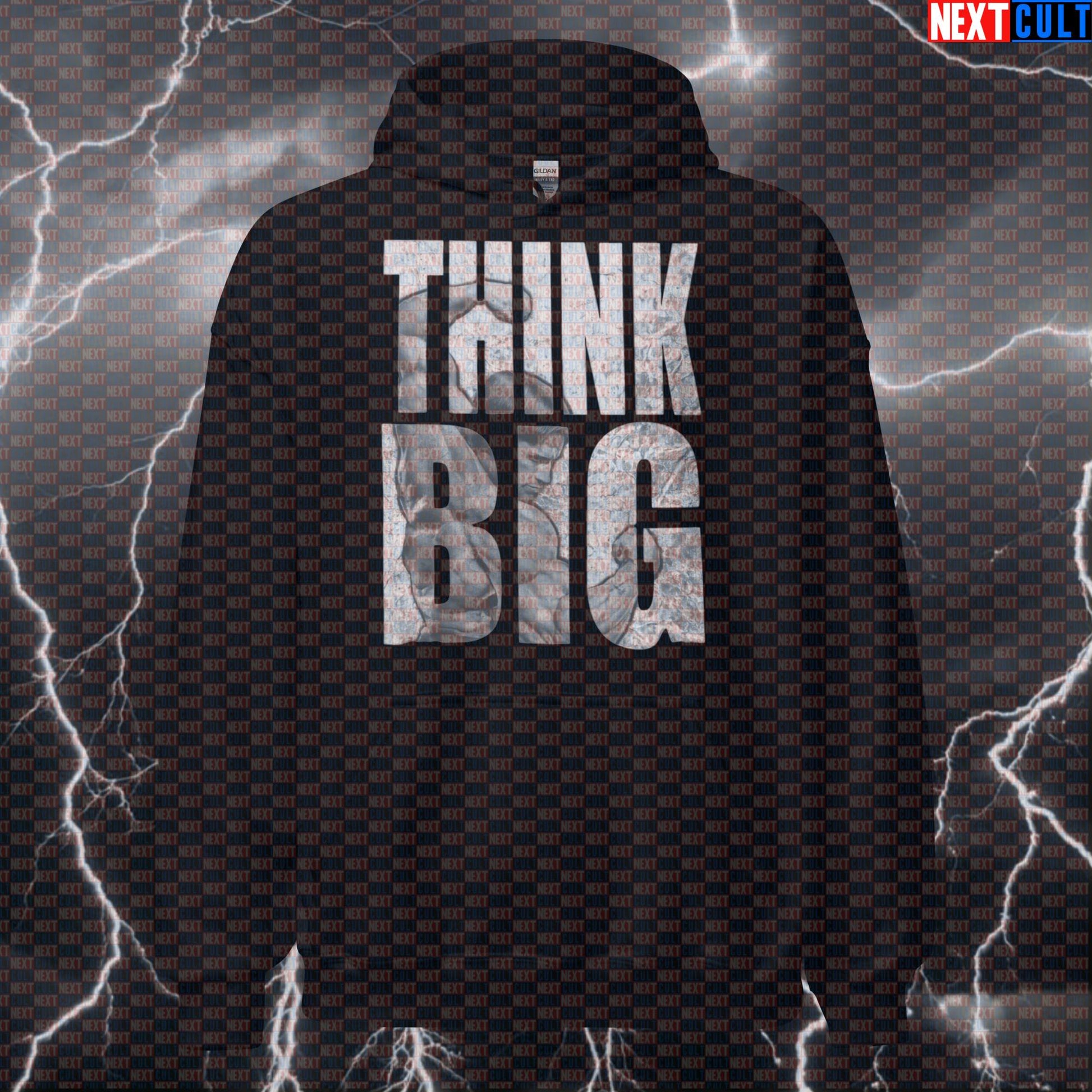 Think Big Funny Gym Hoodie | Arnold Bodybuilding Meme Hooded Sweatshirt For Lifters | Workout Jumper Hoodies Arnold Schwarzenegger Bodybuilding Fitness Gym Pump Cover Workout Next Cult Brand