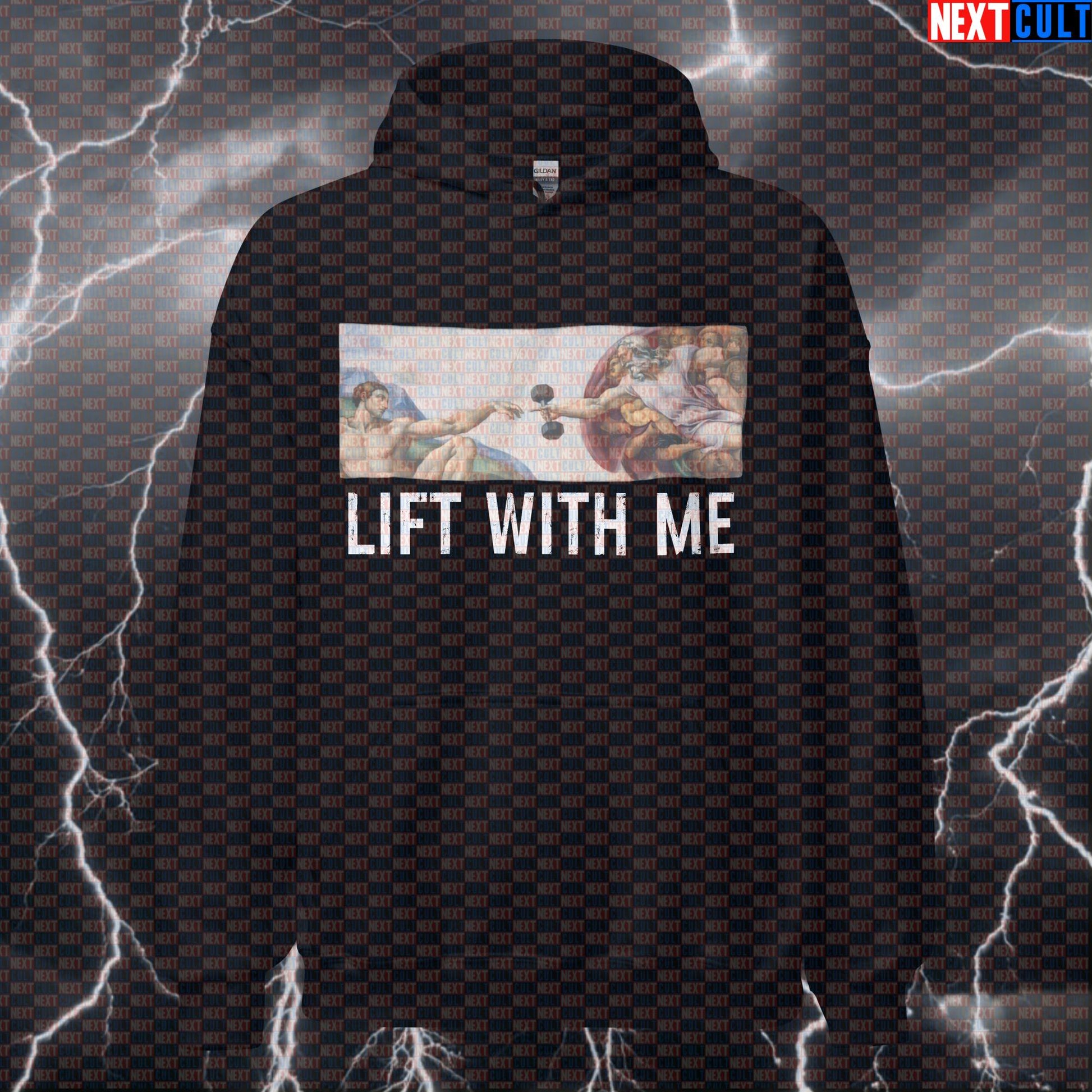 Funny Gym Renaissance Hoodie | Lift With Me Michelangelo Sistine Chapel Meme Workout Pullover Hoodies Art Bodybuilding Fitness Gym Powerlifting Pump Cover Workout Next Cult Brand