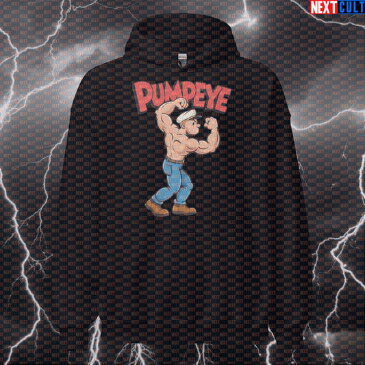 Pumpeye Gym Hoodie | Funny Workout Hoodie For Forearm Gains & Grip Strength | Popeye Meme Pullover Bodybuilding Films Fitness Grip Training Gym Pump Cover Workout Next Cult Brand