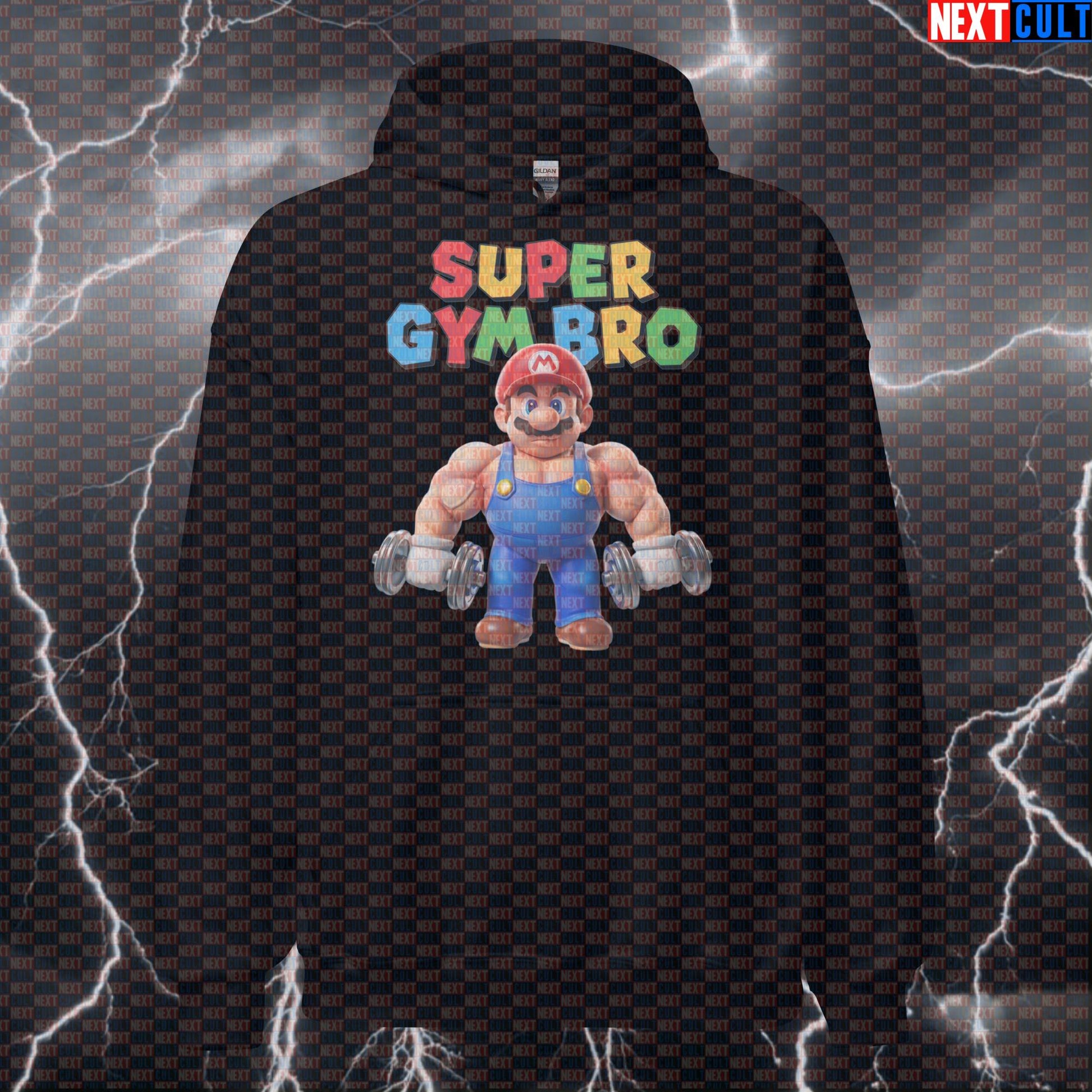 Super Gym Bro Hoodie | Funny Video Game Workout Hoodie | Mario & Smash Bros Gym Meme Pullover Bodybuilding Fitness Gym Pump Cover Video Games Workout Next Cult Brand