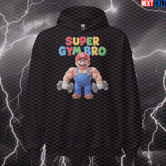 Super Gym Bro Hoodie | Funny Video Game Workout Hoodie | Mario & Smash Bros Gym Meme Pullover Bodybuilding Fitness Gym Pump Cover Video Games Workout Next Cult Brand
