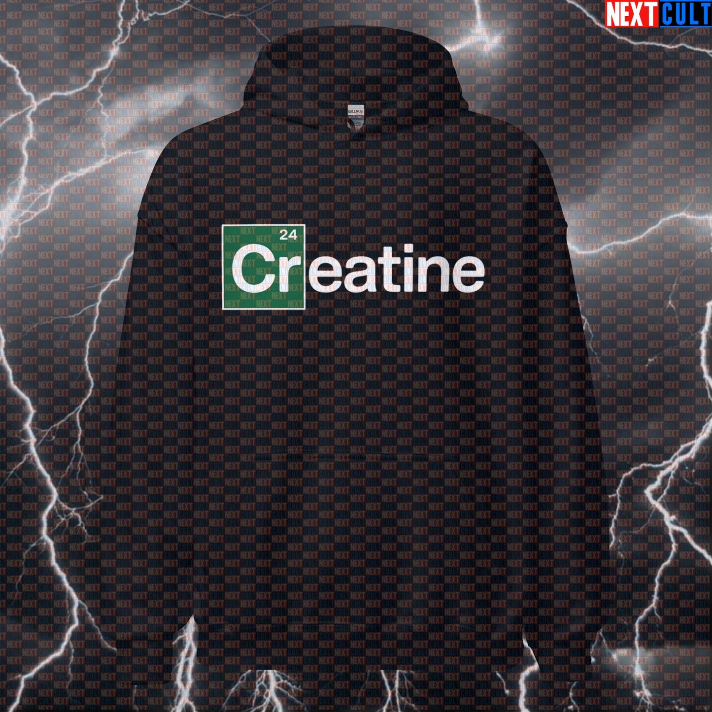 Powered By Creatine Gym Hoodie | Funny Breaking Bad Meme Workout Hoodie For Lifters & Gym Bros Hoodies Bodybuilding Breaking Bad Fitness Gym Pump Cover TV Workout Next Cult Brand