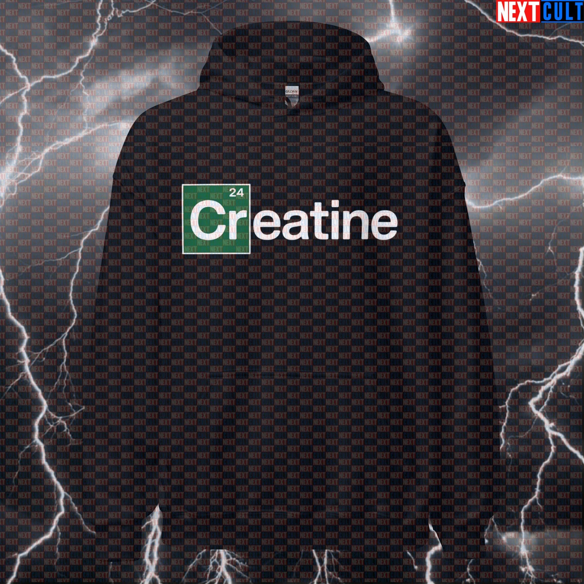 Powered By Creatine Gym Hoodie | Funny Breaking Bad Meme Workout Hoodie For Lifters & Gym Bros Hoodies Bodybuilding Breaking Bad Fitness Gym Pump Cover TV Workout Next Cult Brand