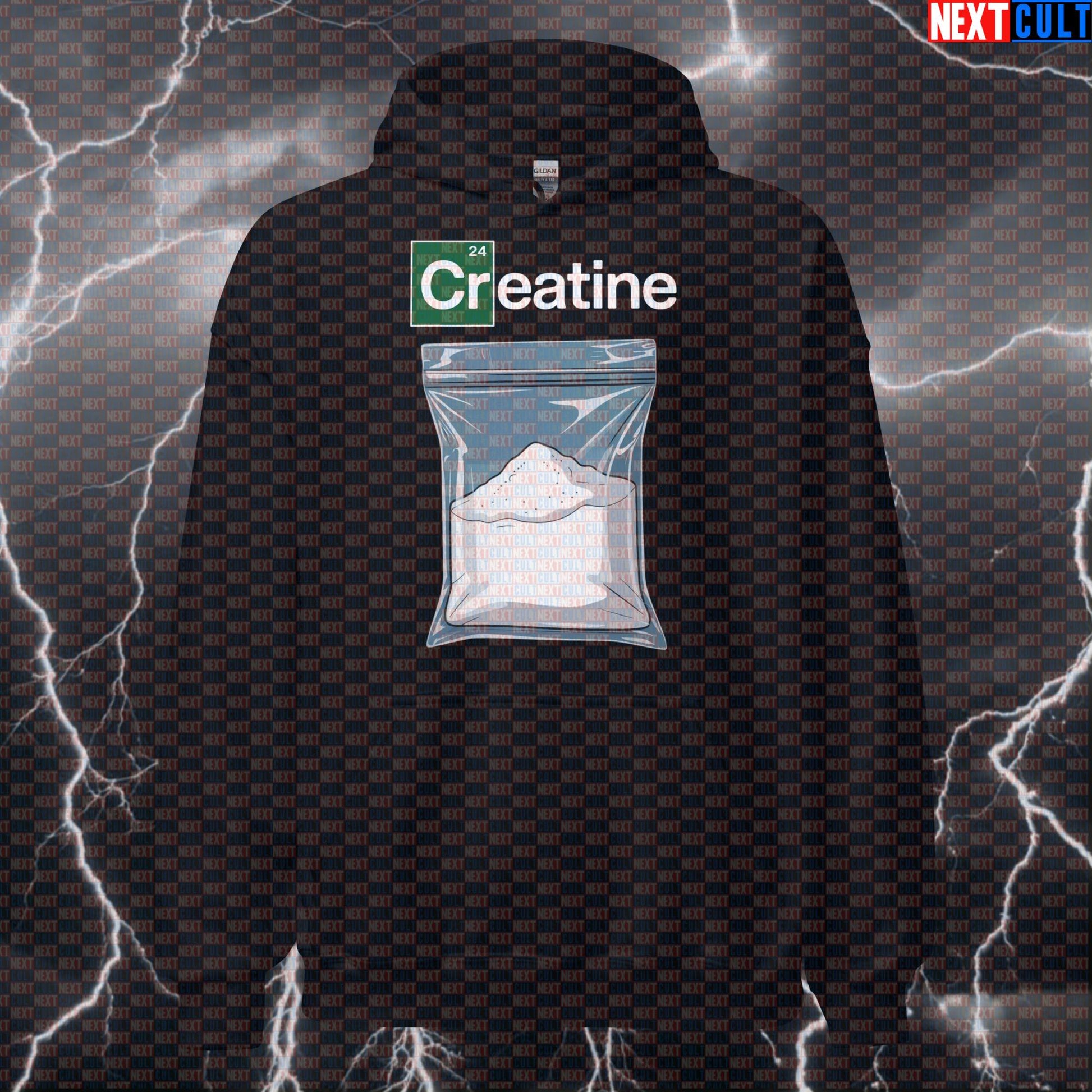 Powered By Creatine Gym Hoodie | Funny Workout Hoodie For Creatine Lovers & Breaking Bad Meme Fans Hoodies Bodybuilding Breaking Bad Fitness Gym Pump Cover TV Workout Next Cult Brand