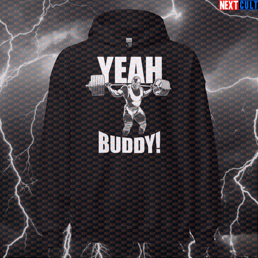 Yeah Buddy Lightweight Gym Hoodie | Ronnie Coleman Meme Hooded Sweatshirt | Funny Bodybuilding Workout Pullover Bodybuilding Fitness Gym Pump Cover Ronnie Coleman Workout Next Cult Brand