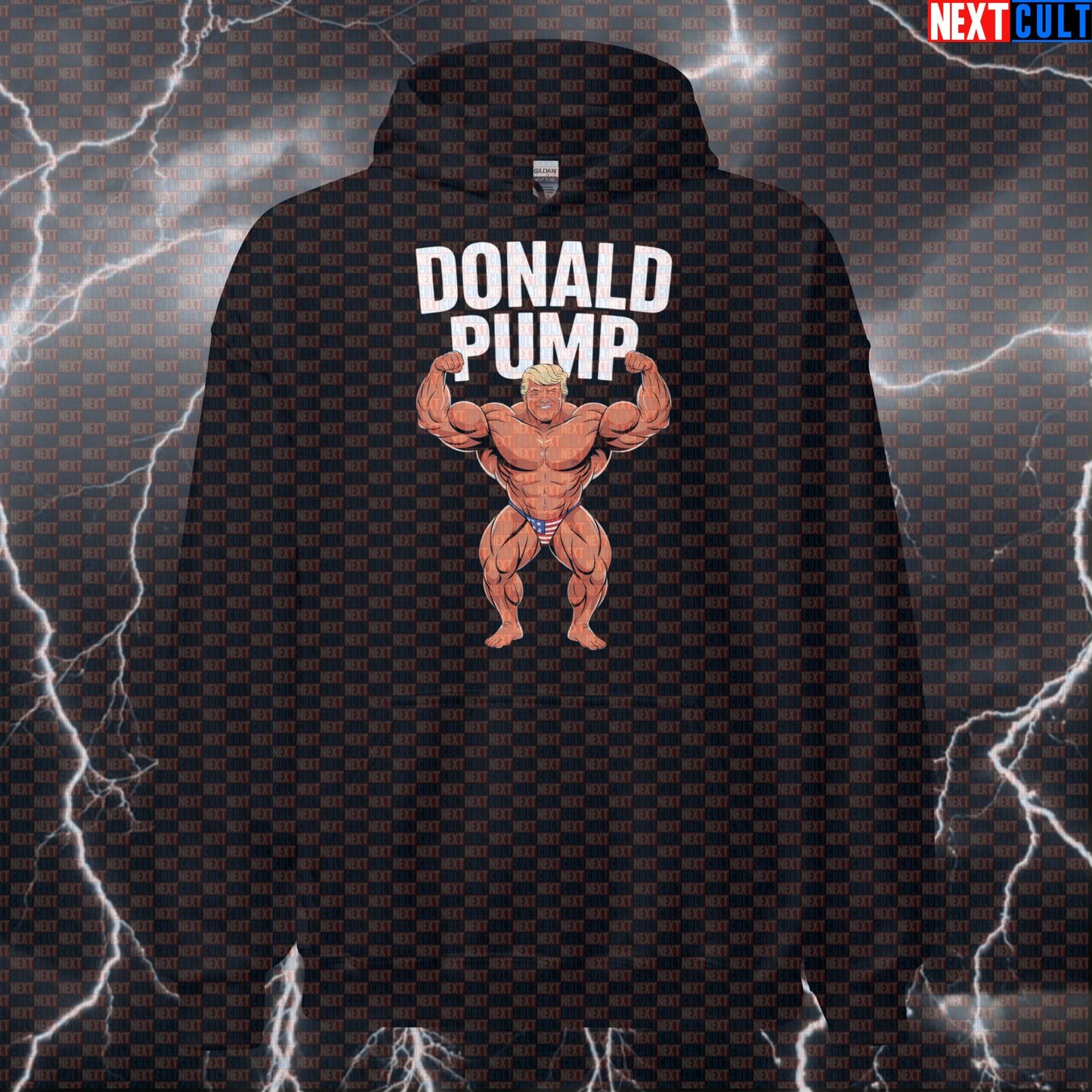 Donald Pump Gym Hoodie | Funny American Muscle Workout Hoodie For Powerlifting & Fitness Memes Hoodies 4th of July Bodybuilding Donald Trump Fitness Gym Pump Cover Workout Next Cult Brand