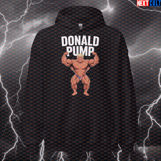 Donald Pump Gym Hoodie | Funny American Muscle Workout Hoodie For Powerlifting & Fitness Memes Hoodies 4th of July Bodybuilding Donald Trump Fitness Gym Pump Cover Workout Next Cult Brand