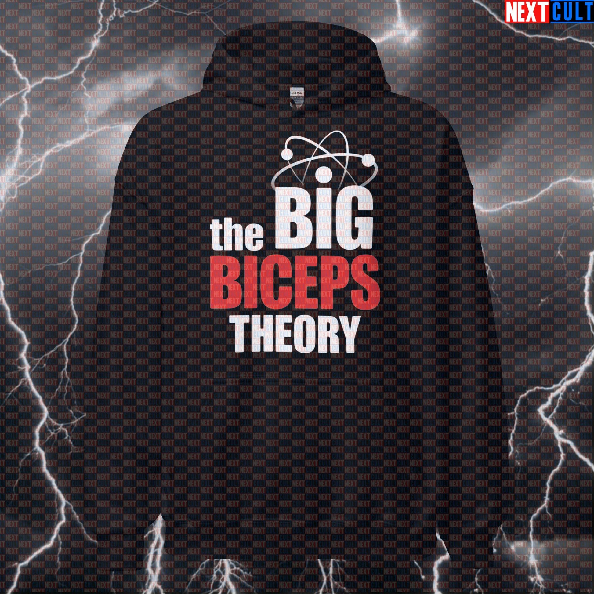 Big Biceps Theory Gym Hoodie | Funny Workout Hoodie For Bodybuilding & Weightlifting | Bro Science Pullover Bodybuilding Fitness Gym Pump Cover TV Workout Next Cult Brand