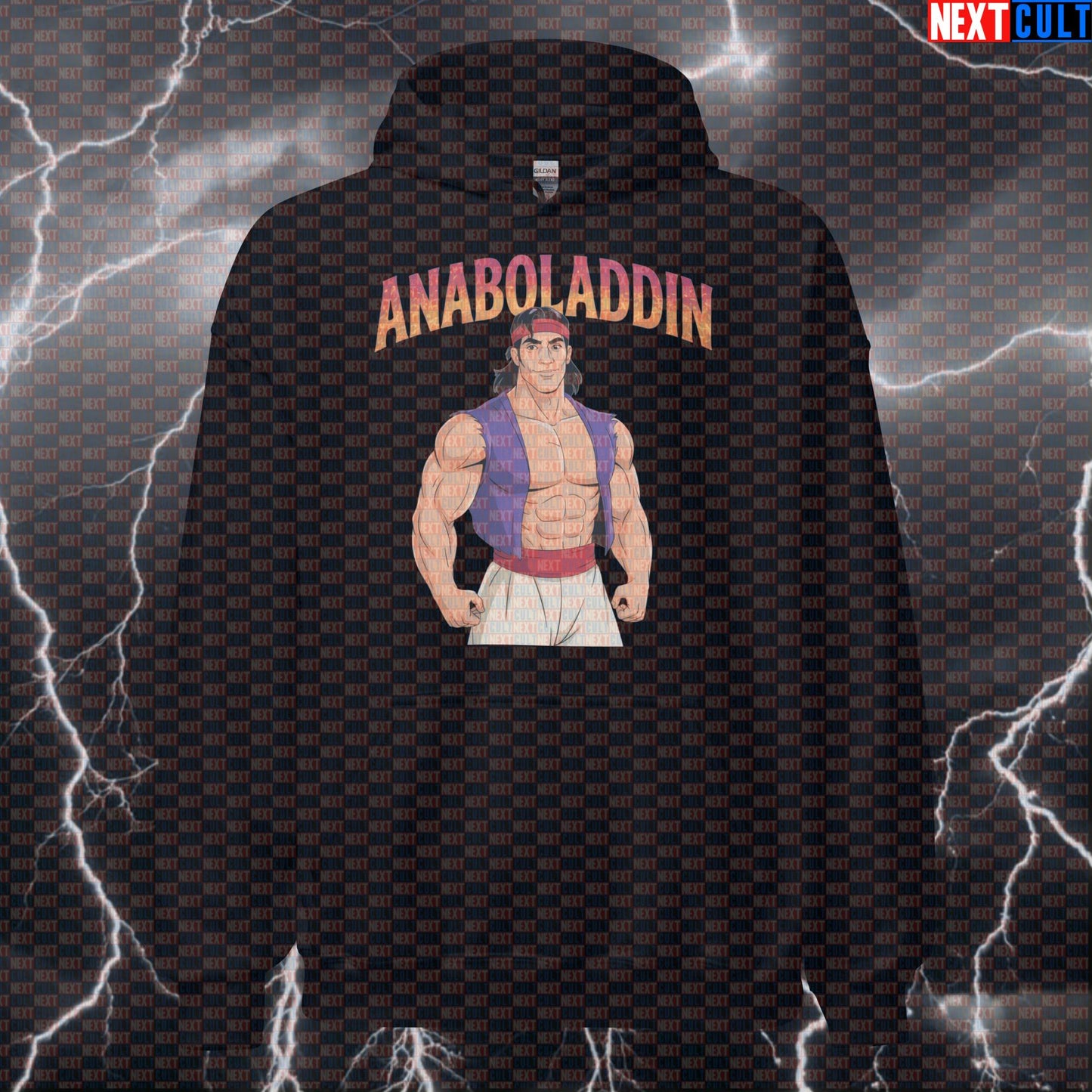 Anaboladdin Gym Hoodie | Funny Not Natty Workout Hoodie For Enhanced Lifters | Hooded Meme Sweatshirt Hoodies Bodybuilding Films Fitness Gym Pump Cover Steroids Workout Next Cult Brand