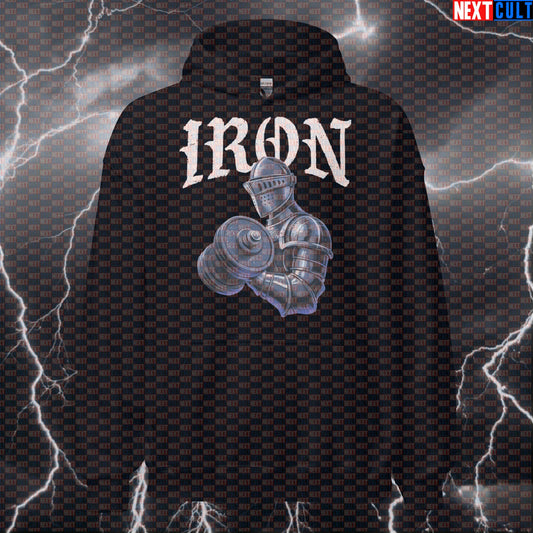 Funny Iron Knight Gym Hoodie | Motivational Workout Hoodie For Bodybuilders & Lifters | Hooded Sweatshirt Hoodies Bodybuilding Fitness Gym Pump Cover Workout Next Cult Brand