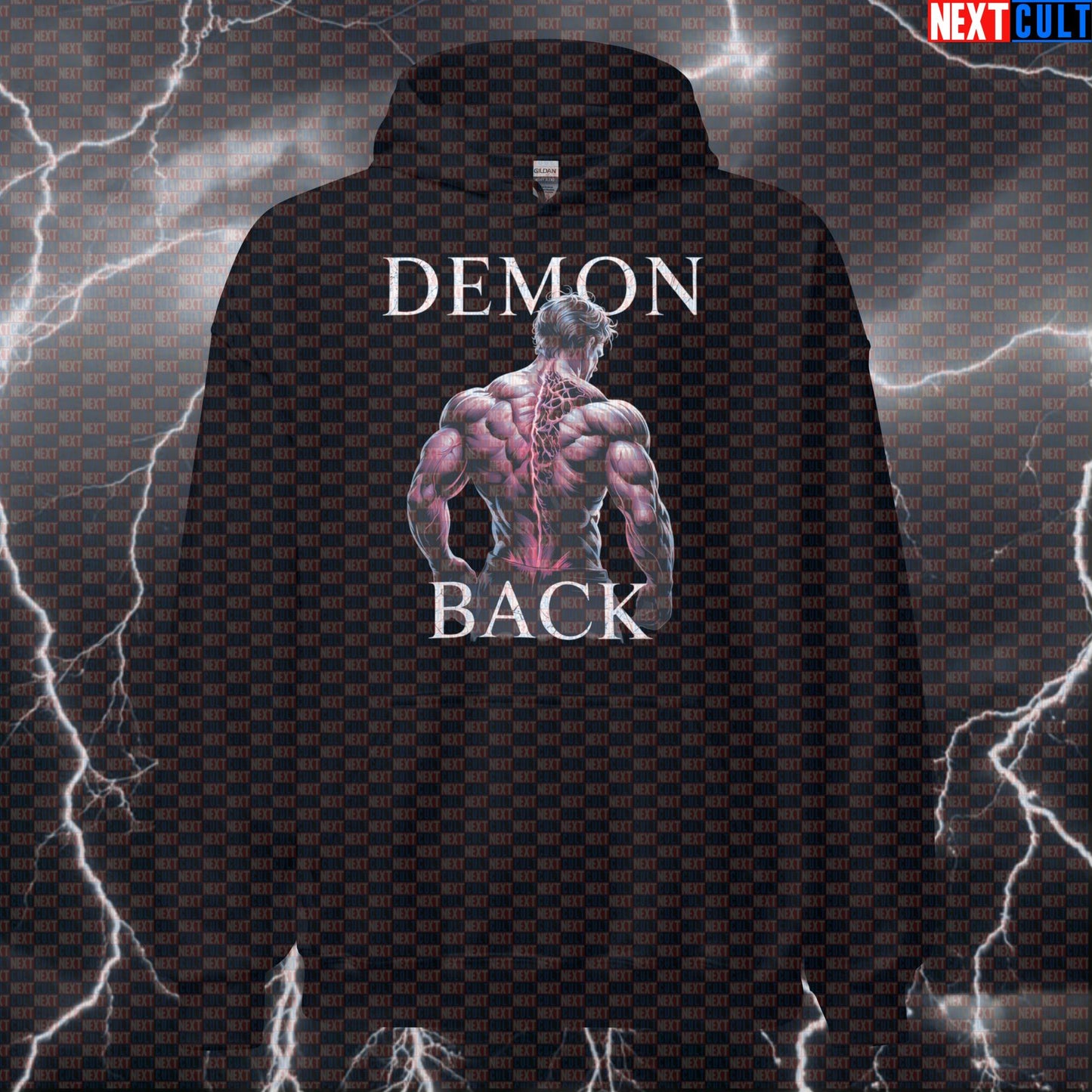 Funny Demon Back Gym Hoodie | Big Back Workout Hoodie For Bodybuilders & Lifters | Meme Pullover Hoodies Bodybuilding Fitness Gym Halloween Pump Cover Workout Next Cult Brand