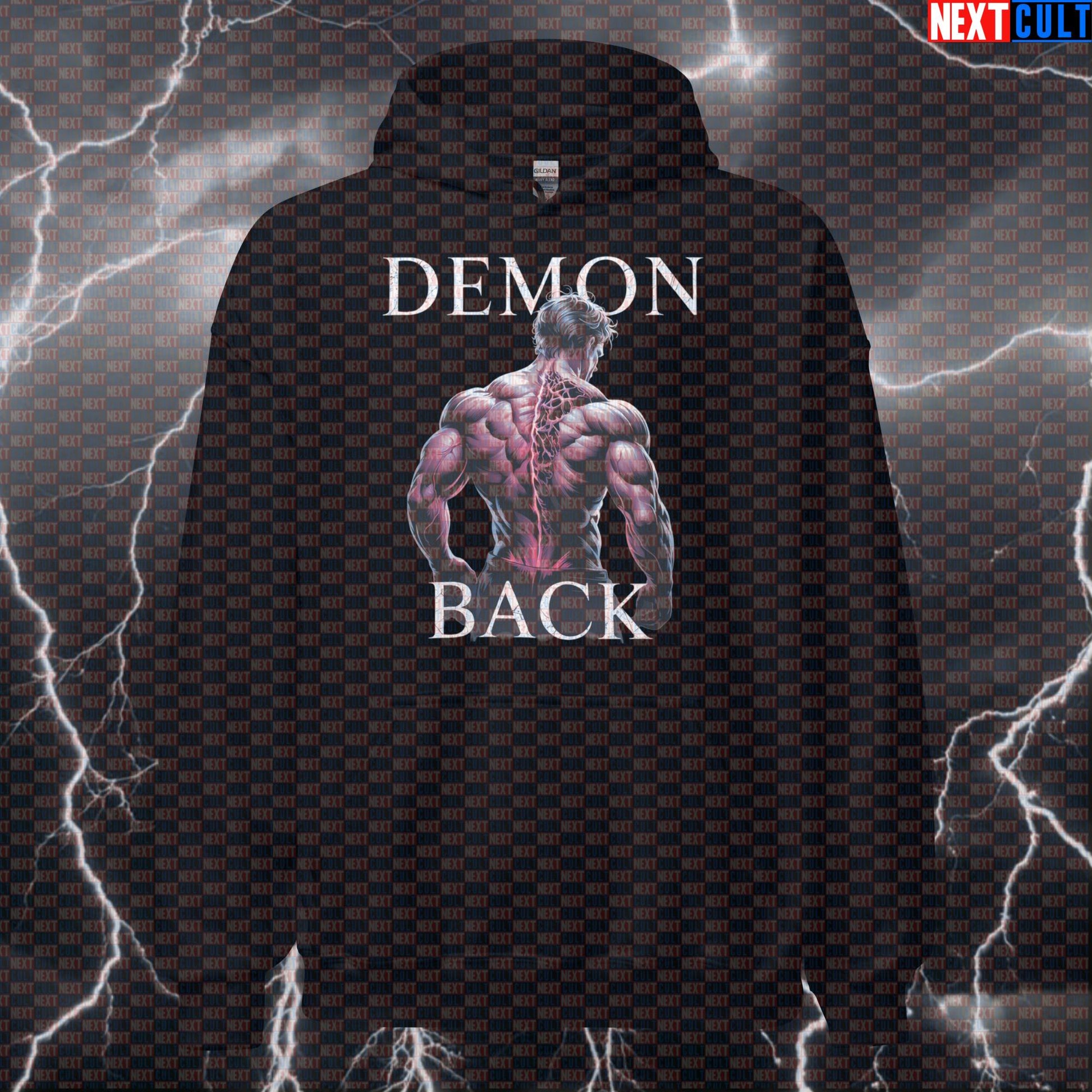 Funny Demon Back Gym Hoodie | Big Back Workout Hoodie For Bodybuilders & Lifters | Meme Pullover Hoodies Bodybuilding Fitness Gym Halloween Pump Cover Workout Next Cult Brand