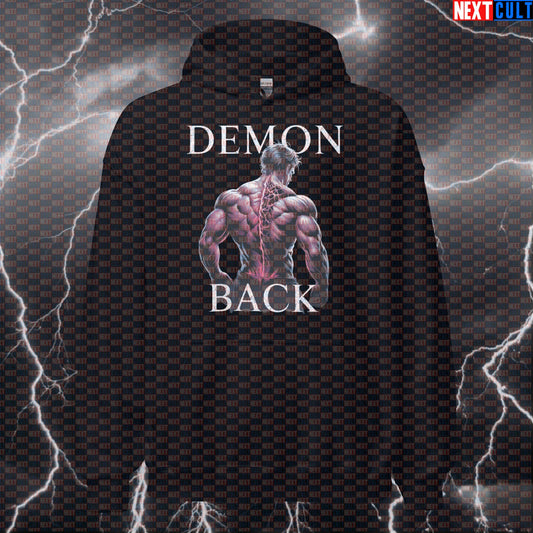 Funny Demon Back Gym Hoodie | Big Back Workout Hoodie For Bodybuilders & Lifters | Meme Pullover Hoodies Bodybuilding Fitness Gym Halloween Pump Cover Workout Next Cult Brand