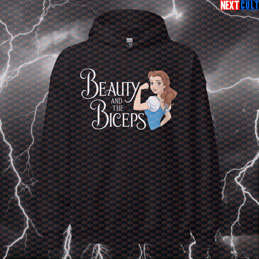 Funny Beauty And The Biceps Gym Hoodie | Workout Hoodie For Women Lifters | Fitness Meme Hooded Sweatshirt Hoodies Bodybuilding Films Fitness Gym Pump Cover Workout Next Cult Brand