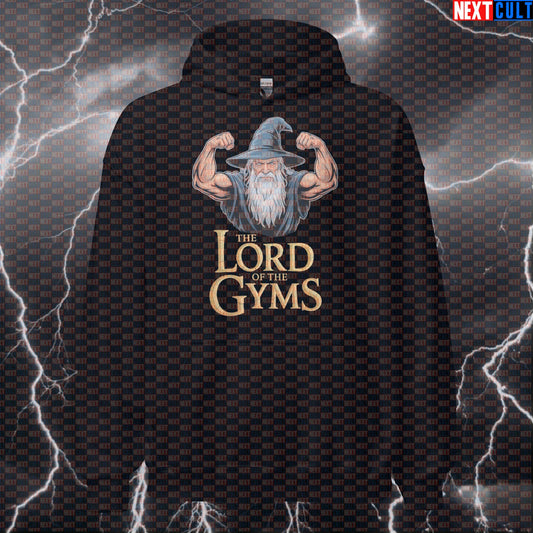 Lord of the Gyms Gym Hoodie | Funny Workout Hoodie For Lifters & Fitness Wizards | Hooded Sweatshirt Hoodies Bodybuilding Books Films Fitness Lord of the Rings Pump Cover Workout Next Cult Brand