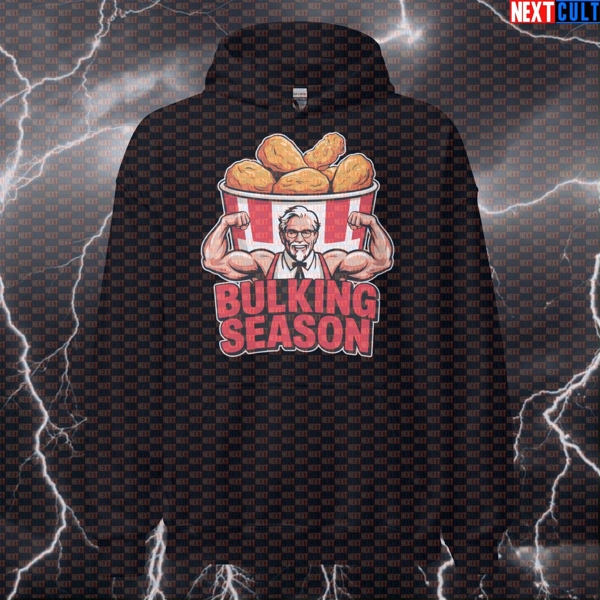 Bulking Season Gym Hoodie | Funny KFC Chicken Workout Hoodie For Bodybuilders | Fitness Meme Pullover Hoodies Bodybuilding Fast Food Fitness Gym Pump Cover Workout Next Cult Brand